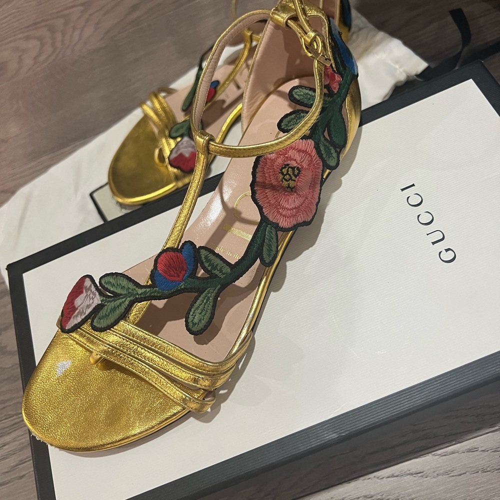Gucci Ophelia Embroidered Strap Sandals - Picture 5 of 5